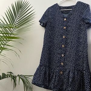 navy polka dot casual dress